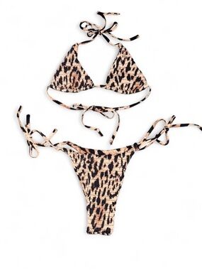 Leopard Print Tie Bikini Set in